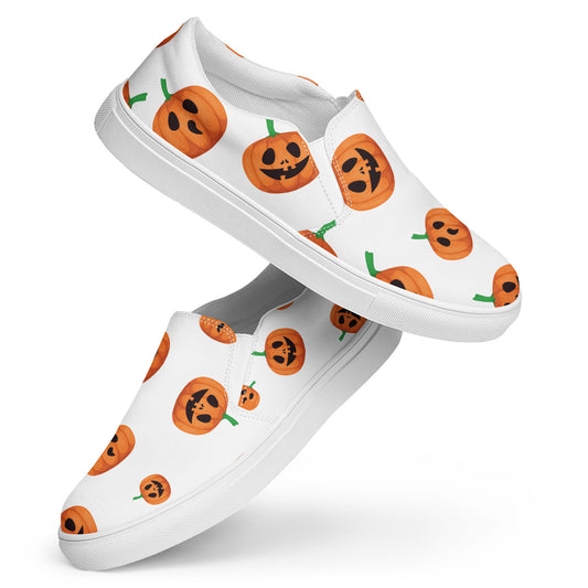 Zapatos de lona sin cordones para mujer - Halloween - Calabazas